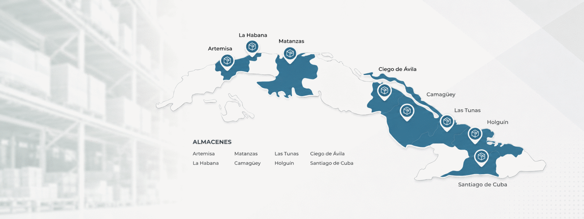 Mapa de cobertura de entrega en Cuba