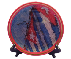 PLATO DE 4¨ESMALTE COLOR CON SOPORTE (AZULY ROJO)MM4P01