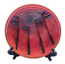 PLATO DE 4¨ESMALTE COLOR CON SOPORTE (INTERIOR  ROJO)MM4P02