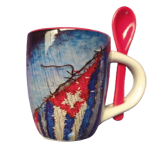 MINI TAZA DE 4 OZ CON CUCHARA ( AZUL Y ROJO)MM4ZT01