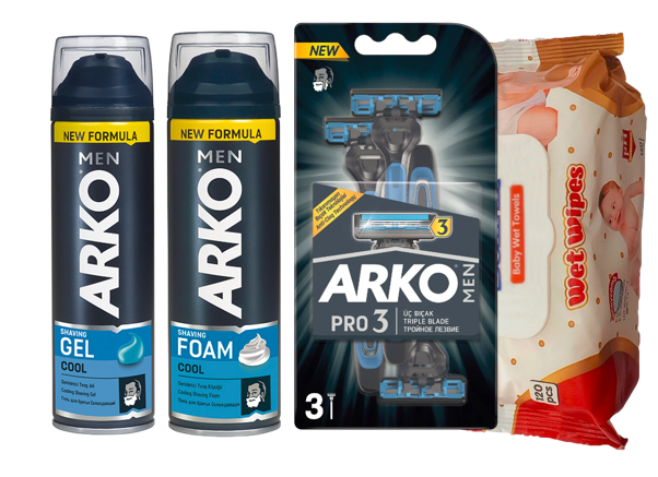 Combo - Kit de afeitar y Toallas Húmedas de Bebé